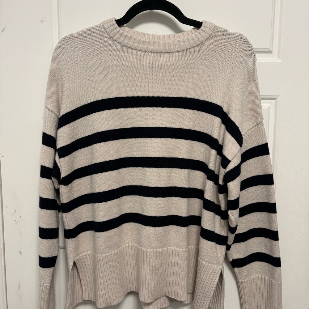 Zara Black and Cream Striped Sweater
